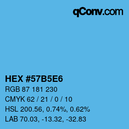 カラーコード: HEX #57B5E6 | qconv.com