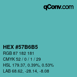 Color code: HEX #57B6B5 | qconv.com