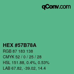 Color code: HEX #57B78A | qconv.com