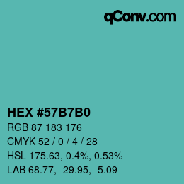 颜色代码: HEX #57B7B0 | qconv.com