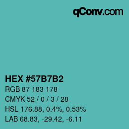 颜色代码: HEX #57B7B2 | qconv.com