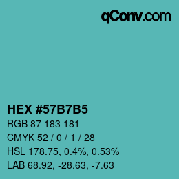 カラーコード: HEX #57B7B5 | qconv.com