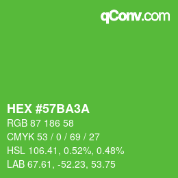 カラーコード: HEX #57BA3A | qconv.com