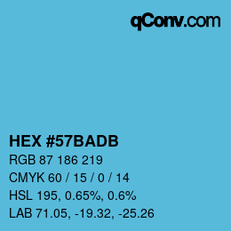 Color code: HEX #57BADB | qconv.com