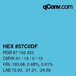 Color code: HEX #57C0DF | qconv.com