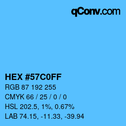 Color code: HEX #57C0FF | qconv.com