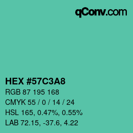 カラーコード: HEX #57C3A8 | qconv.com