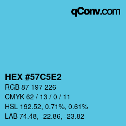 颜色代码: HEX #57C5E2 | qconv.com