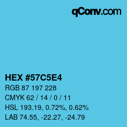 Farbcode: HEX #57C5E4 | qconv.com