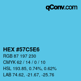 颜色代码: HEX #57C5E6 | qconv.com