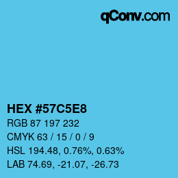カラーコード: HEX #57C5E8 | qconv.com