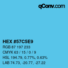 カラーコード: HEX #57C5E9 | qconv.com