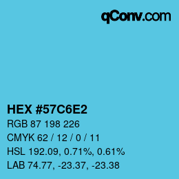 カラーコード: HEX #57C6E2 | qconv.com