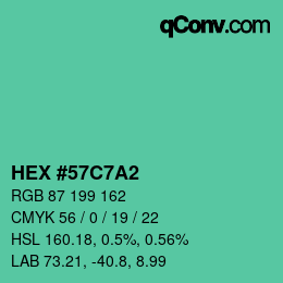 Color code: HEX #57C7A2 | qconv.com