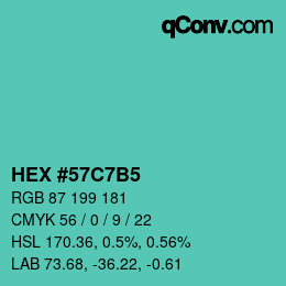 カラーコード: HEX #57C7B5 | qconv.com