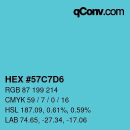 颜色代码: HEX #57C7D6 | qconv.com