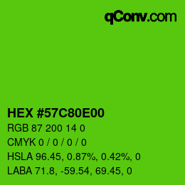 Color code: HEX #57C80E00 | qconv.com