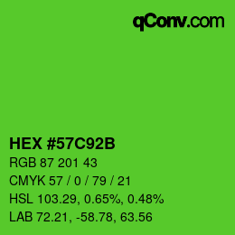 カラーコード: HEX #57C92B | qconv.com