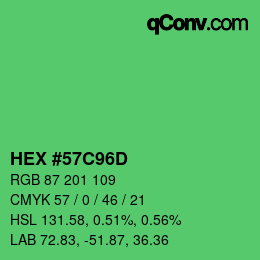 Color code: HEX #57C96D | qconv.com