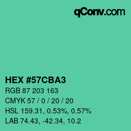 颜色代码: HEX #57CBA3 | qconv.com