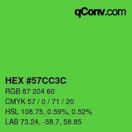 Color code: HEX #57CC3C | qconv.com