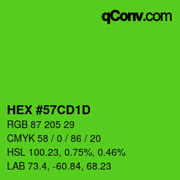 Color code: HEX #57CD1D | qconv.com