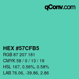 カラーコード: HEX #57CFB5 | qconv.com