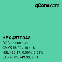 Color code: HEX #57D0A8 | qconv.com