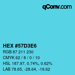 カラーコード: HEX #57D3E6 | qconv.com