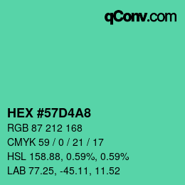 カラーコード: HEX #57D4A8 | qconv.com