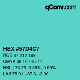 カラーコード: HEX #57D4C7 | qconv.com
