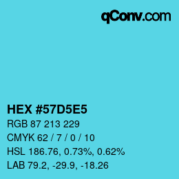 Color code: HEX #57D5E5 | qconv.com