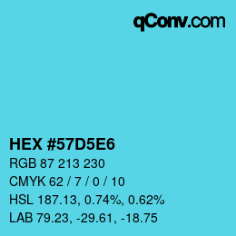 Color code: HEX #57D5E6 | qconv.com