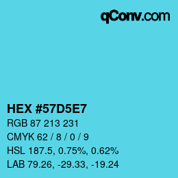 颜色代码: HEX #57D5E7 | qconv.com