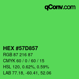 カラーコード: HEX #57D857 | qconv.com