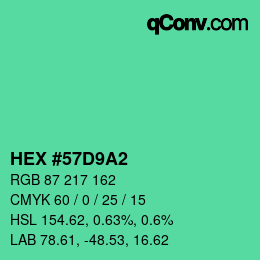Color code: HEX #57D9A2 | qconv.com
