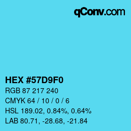 カラーコード: HEX #57D9F0 | qconv.com