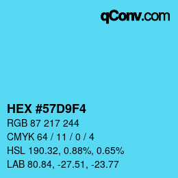 Color code: HEX #57D9F4 | qconv.com