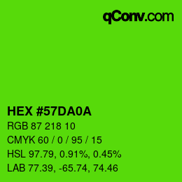 Color code: HEX #57DA0A | qconv.com