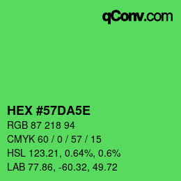 Color code: HEX #57DA5E | qconv.com