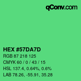 カラーコード: HEX #57DA7D | qconv.com