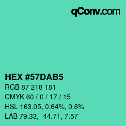 カラーコード: HEX #57DAB5 | qconv.com