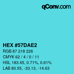 颜色代码: HEX #57DAE2 | qconv.com