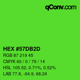 カラーコード: HEX #57DB2D | qconv.com