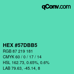 カラーコード: HEX #57DBB5 | qconv.com