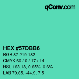 カラーコード: HEX #57DBB6 | qconv.com