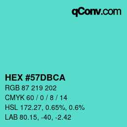 颜色代码: HEX #57DBCA | qconv.com