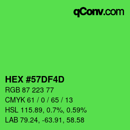 Color code: HEX #57DF4D | qconv.com