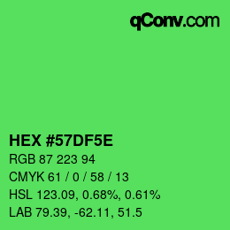 Color code: HEX #57DF5E | qconv.com