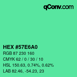 カラーコード: HEX #57E6A0 | qconv.com